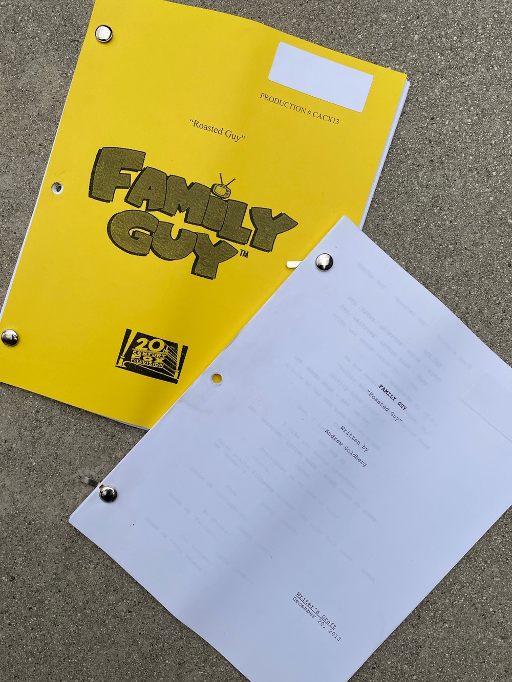 Family Guy SET 2013/14 Production Used Scripts Roasted Guy PETER’S ROAST!!